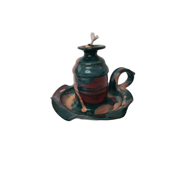 Buie Ceramic Pottery Genie Oil Lamp with Handle. - Picture 10 of 12
